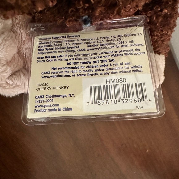 Webkinz Ganz Cheeky Monkey New With Sealed Unused Tag Plush - Picture 4 of 4